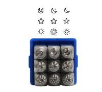 9pcs Professional Steel Sunstar Stamper Metal Handle Leather Stamp Engraving Tool Leather Craft Jewelry Making Jewelry Engraving Stamper Set