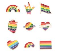 9pcs Progress Pride Pin, Rainbow Pride Flag Badge Lesbian Gay LGBT Enamel Pins Pride Ally Pin Bisexual Brooch Rainbow Pride Accessories for Men Women Transgender Clothes Bags Hats