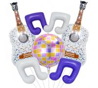 9Pcs Purple Music Note Guitar Balloons for Singer Fans Party Decoration/Tayl Popular Singer Birthday Decor/Concert Guitar Balloon/4D Disco Ball Foil Balloons/Rock & Pop Theme Decor/KTV Karaoke Night