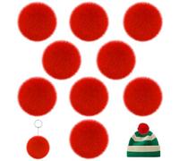 9Pcs Red Faux Fur Pom Pom Balls,8cm Soft Faux Rabbit Fur Pompoms with Elastic Loop,Round Fluffy Pompoms for Hat Shoes Garment DIY Keychain Hair Pins Earrings Wedding Accessories