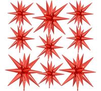 9Pcs Red Star Balloons, Large Explosion Star Foil Balloons, Metallic Red Mylar Spike Balloon for Birthday Wedding Anniversary New Year Christmas Graduation Party, 3 Pcs 27Inch & 6 Pcs 22Inch