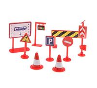 9pcs Roadblock Traffic Sign Playset Toy Road Traffic Knowledge Learning Red