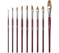 9Pcs Sable Hair Watercolour Brushes Set Professional Artists Paint Brush Set Pointed Round Tip Cat's Tongue Flat Dagger Brush for Acrylic Ink Gouache Tempera