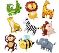 9Pcs Safari Balloons,Animal Balloons Set,Foil Balloons for Helium,Jungle Theme Party Decorations,Safari Birthday Decorations,Inflatable Animals for Birthday Celebrations Wild One Zoo Birthday Supplies