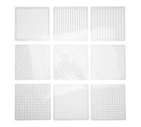9pcs Sashiko Stencil 13x13x0.02cm Reusable Geometric Embroidery Template | PET Plastic, Lightly Frosted Back, Beginner-Friendly Design for Linen Cotton Fabric DIY and Classroom Demos