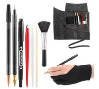 9Pcs Scratch Art Tools Set Including Artist Glove, Tool Bag, Scratch Coloring Pens, Plastic And Wooden Stylus, Scraper, Repair Pen, Clean Brush Scratchs Painting Drawing Tools for Adult Painting Paper