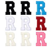 9Pcs Self Adhesive Chenille Letter Patches, 2.75 inch Preppy Varsity Letter Patches for Clothes and Hats, Stick on Letter for Laptop Phone Case Fridge(Mixed Color, R)