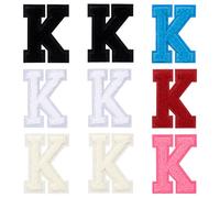 9Pcs Self Adhesive Chenille Letter Patches, 2.75 inch Preppy Varsity Letter Patches for Clothes and Hats, Stick on Letter for Laptop Phone Case Fridge(Mixed Color, K)