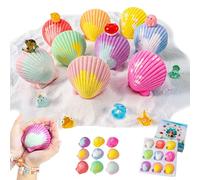 9Pcs/Set Bath Bombs with Toys Inside, Seashell Shaped Bath Bombs with Marine Animal Toys, Child-Safe Fizzy Colorful Bubble for Kids, Ball Set for Birthday