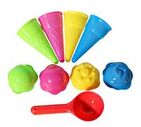 9PCS/Set Beach Toys, Plastic Ice Cream Play Set Includes Ice Cream Cones, Scoop and Lid, Toy, Sand Toys for Children Toddlers, Random Color