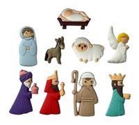 9Pcs/Set Christmas Buttons Resin Novelty Nativity Scene Buttons with Flat Back Christmas Embellishments for Crafts and Sewing, Fridge Magnet
