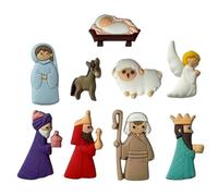 9Pcs/Set Christmas Buttons Resin Novelty Nativity Scene Buttons with Flat Back Christmas Embellishments for Crafts and Sewing Patches Fridge Magnet Nativity Decorations