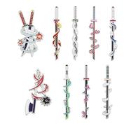 9PCS Set Demon Enamel Slayer Anime Pins Kawaii Kamado Tanjirou, Agatsuma Zenitsu, Hashibira Inosuke Brooches For Men Women Jackets Backpack Halloween Jewelry Accessories, One Size, Zinc, no gemstone