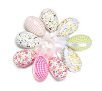 9Pcs/Set For Creative Easter Egg Hanging Ornament Floral Cloth Cover Foam Eggs Pendants For Craft Home Party Decoration Easter Decorations The Home Eggs