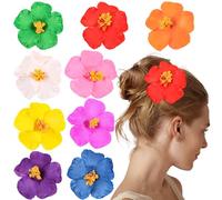 9pcs/set Hawaiian Hibiscus Flower Hair Clips Multicolor Tropical Hairpins Summer Beach Hair Accessories