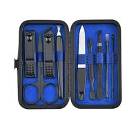 9pcs/Set Manicure Set Nail Clippers Kit Stainless Steel Cuticle Clippers Nail Care Tools Portable Travel Case Kit Pedicure,Blue,C