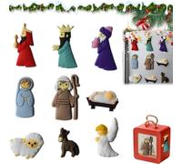 9Pcs/Set Nativity Scene Patches PVC Miniature Statue, Cartoon Refrigerator Magnets Flat Back Charm Embellishments for Christmas DIY Craft Decors, Decorative Patches