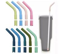 9pcs Silicone Straw Tips with Pedestals, Reusable Straw Topper Covers for Stanley Metal Straws Extender Protectors for Straw Silicone Straw Sleeve Fits for 0.31-0.39in Diameter Straw silicone straw