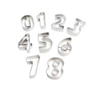 9Pcs Smooth Surface Steel Number Cookie Cutters Rustproof Baking Decorating Molds Creative Biscuits Number Making Tool for Homemaking Biscuits Cookies