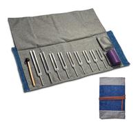 9pcs Solfeggio Unweighted Pure Tone Tuning Fork Set - Silver | with 10-Slot Tuning Fork Carry Bag and Activator | Chakra Balancing, Biofield Harmonization | with 10-Slot Carry Bag and Purple Activator