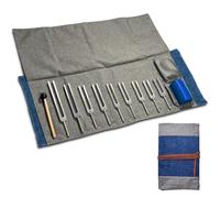 9pcs Solfeggio Unweighted Pure Tone Tuning Fork Set - Silver | with 10-Slot Tuning Fork Carry Bag and Activator | Chakra Balancing, Biofield Harmonization | with 10-Slot Carry Bag and Indigo Activator