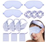 9pcs Spa Party Favors,Sleepover Party Supplies with Satin Eye Mask,Facial Headband,Satin Hair Scrunchies,Storage Bag,Slumber Party Favors for Spa Birthday, Bachelorette Party (Purple)