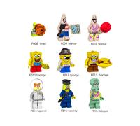 9pcs SpongeBob SquarePants Blocks Figures Sandy Patrick Star Squidward Little Snail childrens Educational Assembled Blocks Toys
