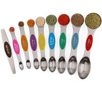 9Pcs Stainless Steel Measuring Cups Spoons Set for Dry and Liquid Ingredients Fits in Spice Jars
