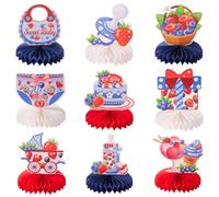 9pcs Sweet Peach Welcome Baby Honeycomb Centerpieces Baby Shower Party Table Decorations Peach is on the Way Tabletop Centerpieces Table Sign Decorations (Berries (Strawberry Blueberry))