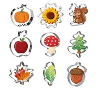 9Pcs Thanksgiving Cookie Cutters Stainless Steel Fall Themed Biscuit Mold
