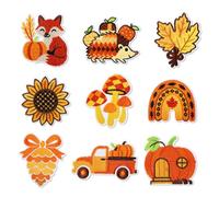 9pcs Thanksgiving Iron on Patches, Autumn Embroidery Repair Patch Maple Leaves Squirrel Mushroom Sunflower Pumpkin Patch Decorations Fall DIY Crafts Accessories for Clothing Backpack Hat Jacket