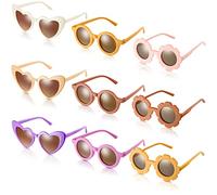9Pcs Toddler Sunglasses Round Heart Shape Girls Outdoor Beach Holiday Cute Colors,Medium