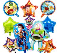 9PCS Toy Inspired Story Foil Balloons, Toy Theme Story Birthday Decorations Cartoon Foil Balloons, Party Supplies for Boys Girls Happy Birthday Party Decorations