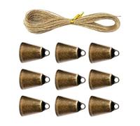 9Pcs Traditional Metal Carillons with 5 Meter Rope Holiday Ornamentation for Inside Christmas Deck Metal Holiday Garnishes