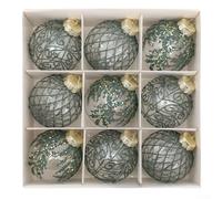 9PCS Transparent PET Christmas Baubles 8cm Shatterproof Ornaments for Tree Home Office Decor - for champagne White Red Green Set(green)