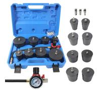 9Pcs Turbo System Leakage Tester Kit, Turbocharger Cooling System Pressure Tester with Pressure Gauge, 4 Pairs Stepped Adapters, Turbo Boost Leak Testers for 1.38-3.54inch Hoses