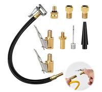9PCS Tyre Inflator Adaptor Kit, 35cm Tyres Pump Hose with 2PCS 8mm Solid Brass Tyre Valve Air Chuck and 6PCS Valve Adapters, Quick Release Tyre Pump Connector Adapter for Car, Motorcycle, Bicycle