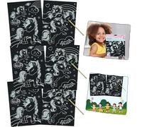 9Pcs Unicorn Scratch Art Set, Kids Magic Drawing Kit with Wooden Pencil, Craft Supplies, Party Favours & Creative Gifts