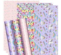 9Pcs Unicorn Wrapping Paper, Wrapping Paper Birthday Roll, Cute Cartoon Gift Packaging Paper, Wrapping Decor for Girls Birthday Under the Unicorn Themed Party Supplies, 20x28in