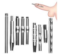 9PCS Urethral Sound Metal Penis Plug Catheter Plug Smooth Urethral Masturbation Rod Sex Urinary Prostate Stimulation Sex Toy Masturbation Rod Prostate Flat Chastity Lock Accessories Hollow