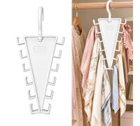 9Pcs V Shaped Double Sided Hanger, 12 Hook Rotating Closet Organizer Hanger | Durable Abs Material, 360° Swivel Design, Space Saving, for Holds Scarves Belts Hats Bags