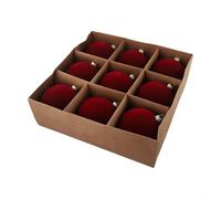 9PCS Velvet Christmas Baubles 10cm Flocking Ornament Balls | Shatterproof Plastic Tree Decorations for Holiday Wedding Party Hanging Blue Wine Red Festive Large(wine red)