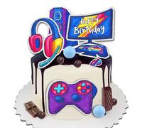 9PCS Video Game Happy Birthday Cake Topper Controller Headset Cake Decoration for Boys Girls Game Theme Birthday Party Supplies