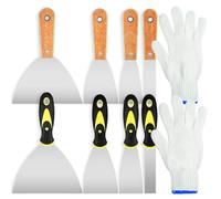 9pcs Wallpaper Steamer Set with Gloves, Wallpaper Scraper Tool 1 2 3 6 Inch | Heavy Duty Wall Paper Scraper for Wall Repair, Advertisement Removal, Floor Cleaning, Plastic&Wood Grip