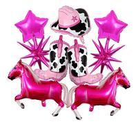 9pcs Western Themed Party Decorations, Large Horse Balloon And Cowgirl Boots Hats Foil Balloon, Cowgirl Balloons For Horse Birthday Decorations