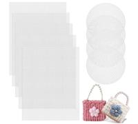 9Pcs White Plastic Mesh Canvas Set, 30x20cm Clear Crochet Projects Sheets, Ø11.5cm Plastic Craft Mesh, Cross Stitch Mesh, Needlepoint Embroidery Canvas, Knitting Crochet Sheet for Crochet Projects DIY