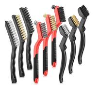 9PCS Wire Brush Hand Wire Brush Set Stainless Steel Nylon Bristles Brushes Cleaning Wire Brushes Copper Pipe Cleaner for Cleaning R-ust, Paint and Welding Slag