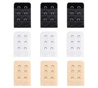 9pcs Women Soft Comfortable Bra Extenders Extensions Elastic Extender Set - White, Black, Beige (2 Hooks)