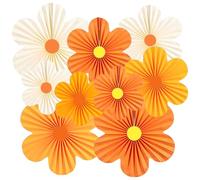 9Pcs Yellow Paper Fan Party Decoration Supplies White Yellow Paper Fan Flowers Sunflower Themed Decorations for Baby Shower Birthday Party Wedding Graduation 20/25/30cm (Daisy)