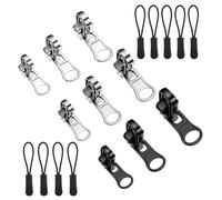 9Pcs Zipper Replacement, 3 Size Zip Repair Kit for Sleeping Bags, Tents, Coats & Backpacks, No Tools Needed, Black & Silver Sliders